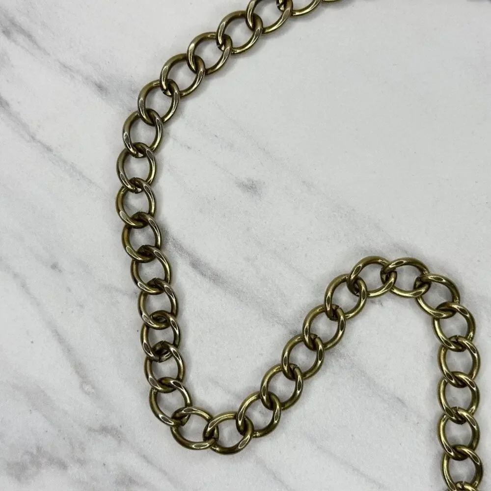 Vintage Gold Lion Head Greek Key Medallion Chain Link Belt Small/Medium (S/M) ✨